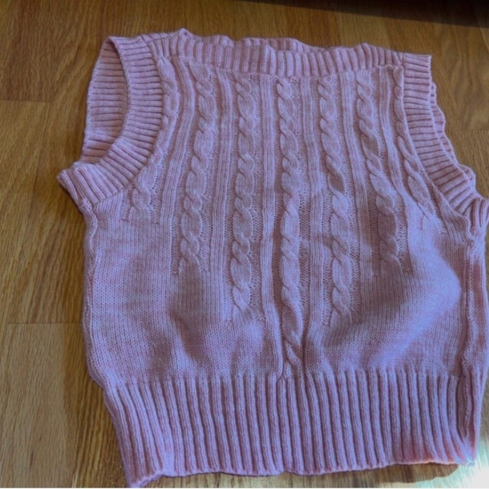 Vintage John Henry Pink Cable Knit Sweater Vest girls 7